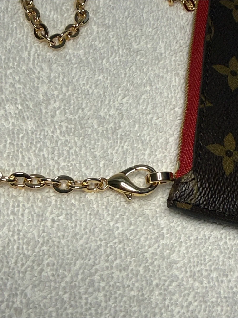 LOUIS VUITTON 2015 Neverfull Pouch MM/GM with 2 chains